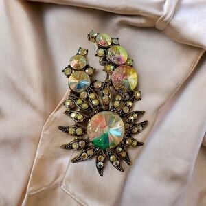 Rhinestones Brooch Rare Vintage Pin Brooch Floral Crystal Brooch Women Jewelry